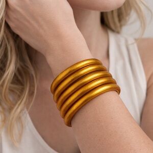 Gold Jelly Bangle Bracelets 5 Pcs Set
